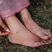 Silver green Anklet pair