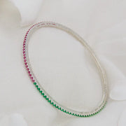 Silver multicolor zircon bangle