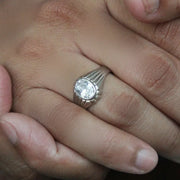 Single Stone Silver Ring For Men
