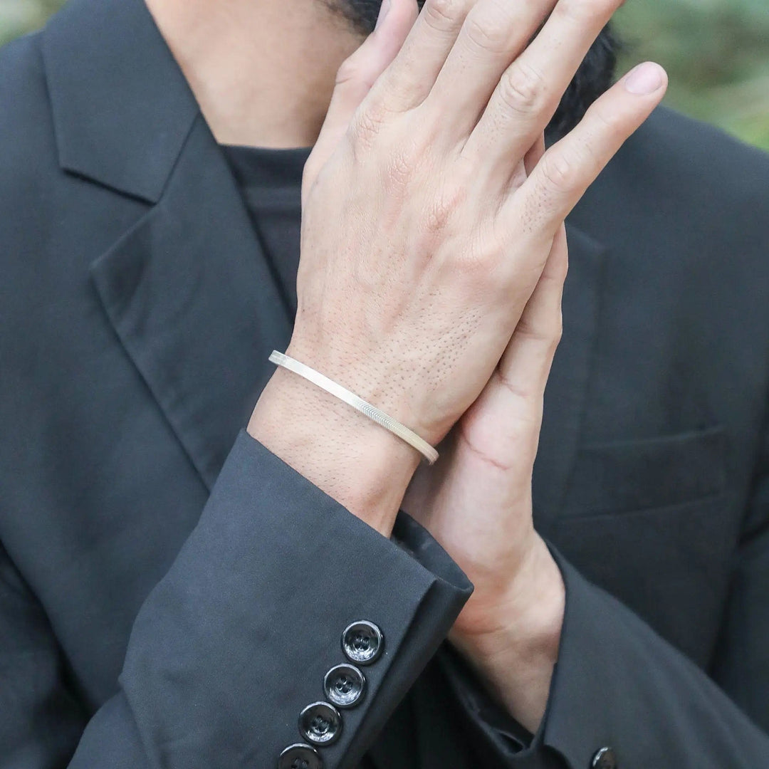 Pure Silver Silver Hand Bracelet For Men Buy Sleek Flat Chain
