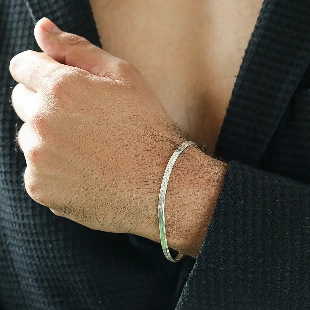 Mens Bracelet Thin Sterling Silver Bracelet Buy Sleek Flat Chain