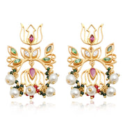 Sparkling Gold Plated Silver Lotus Earrings