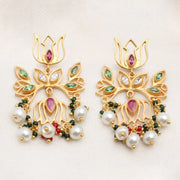 Sparkling Gold Plated Silver Lotus Earrings