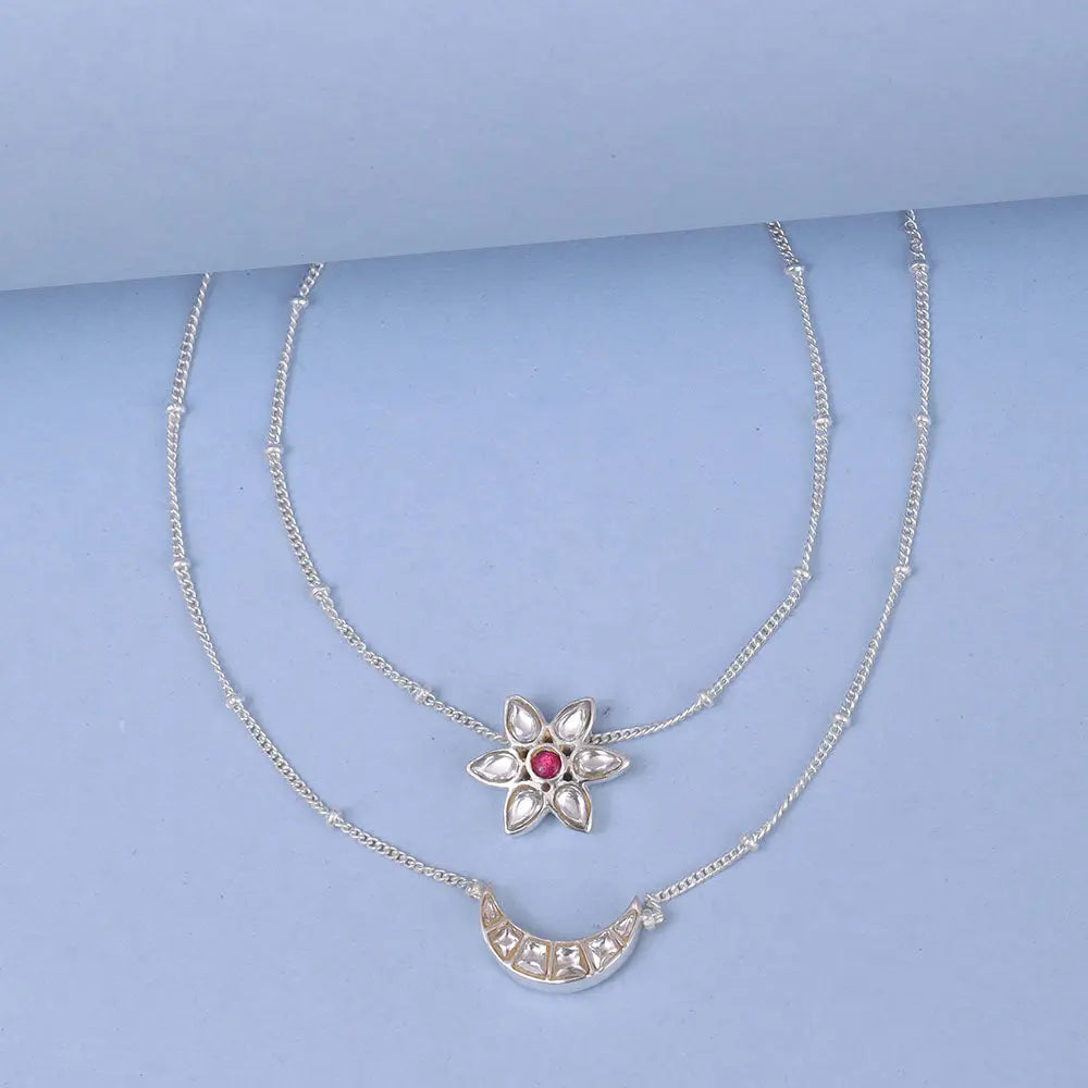 Star And Moon Silver 92.5 Anklet