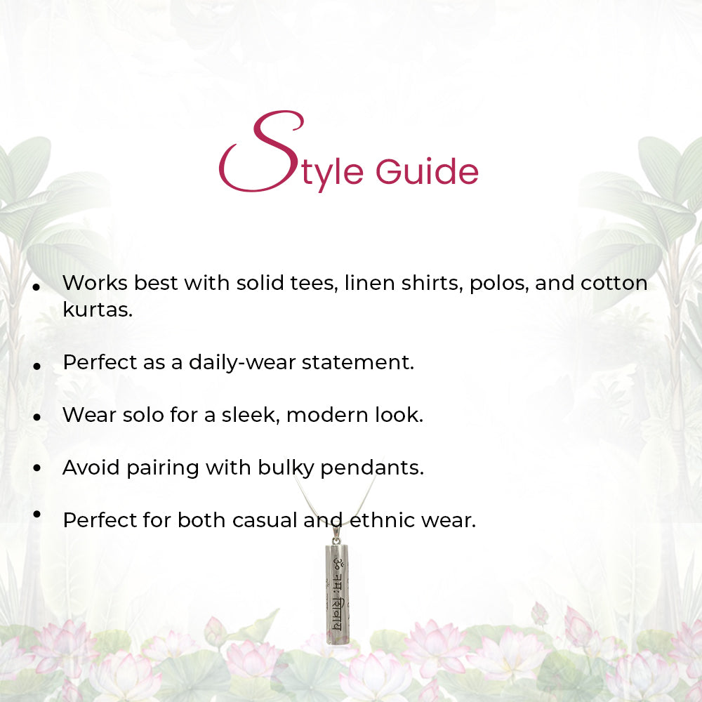 Shiva Mantra Pure 92.5 Silver Necklace