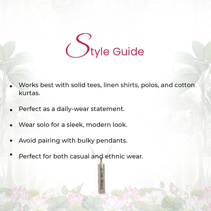 Shiva Mantra Pure 92.5 Silver Necklace