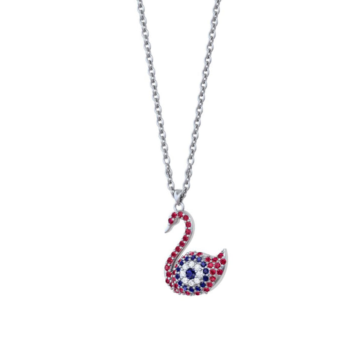 925 Pure Silver Sparkling Swan Evil Eye Pendant