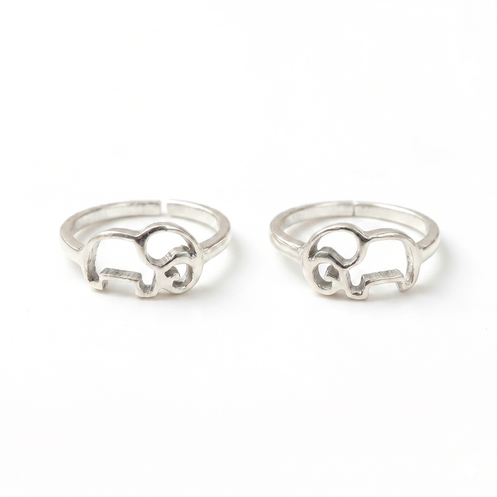 Pure 92.5 Silver Elephant Motif Toe Rings
