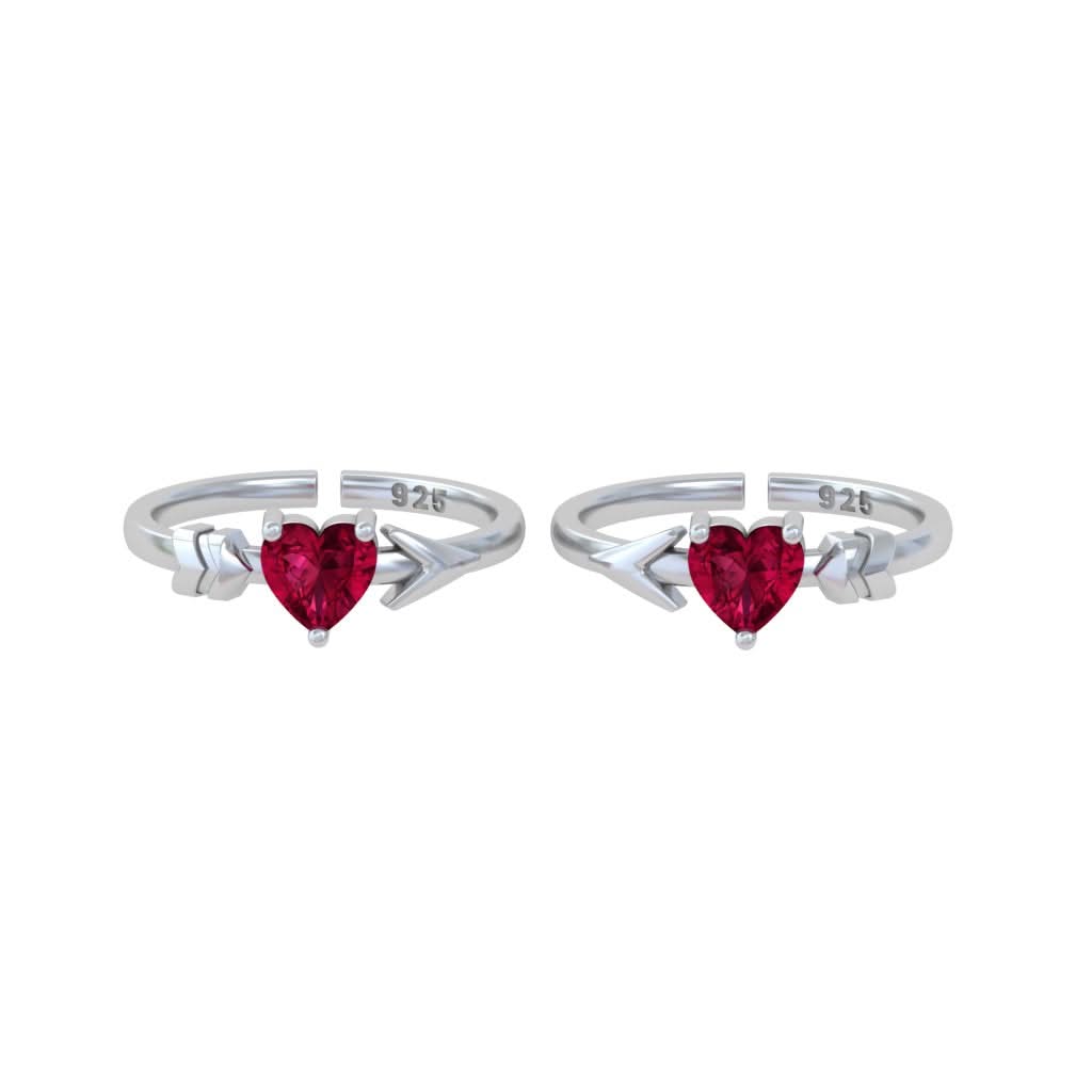 925 Silver Cupid Heart Arrow Toe Rings (Pair)
