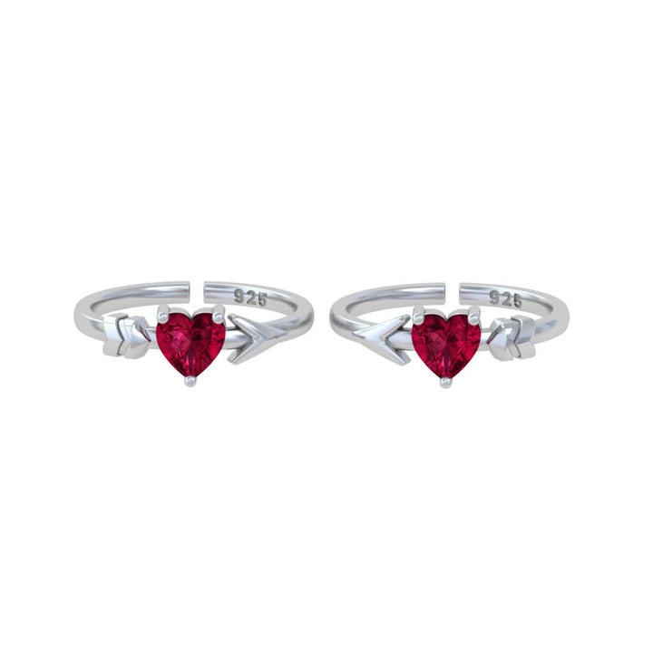 925 Silver Cupid Heart Arrow Toe Rings (Pair)