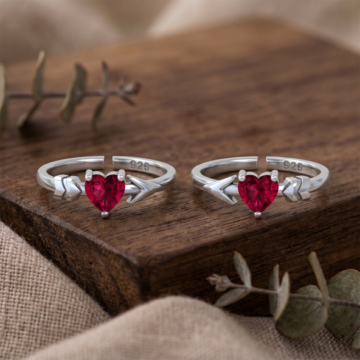 925 Silver Cupid Heart Arrow Toe Rings (Pair)