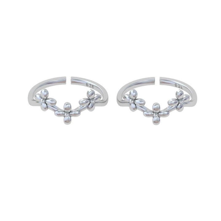Pure 92.5 Silver Floral Design Toe Rings