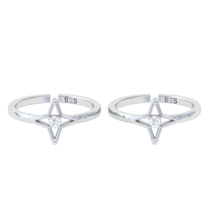 925 Pure Silver North Star Four Point Diamond-Shape Toe Ring