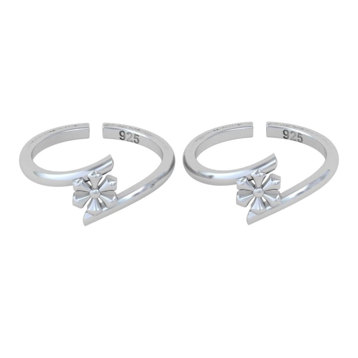 925 Pure Silver Botanical Star Flower Bypass Toe Ring