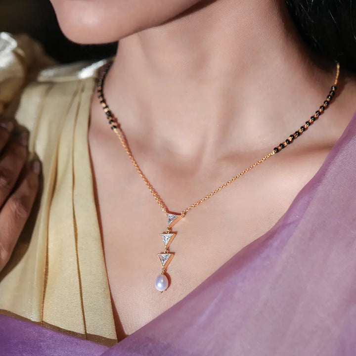 Trinity Drop Silver 92.5 Mangalsutra Necklace