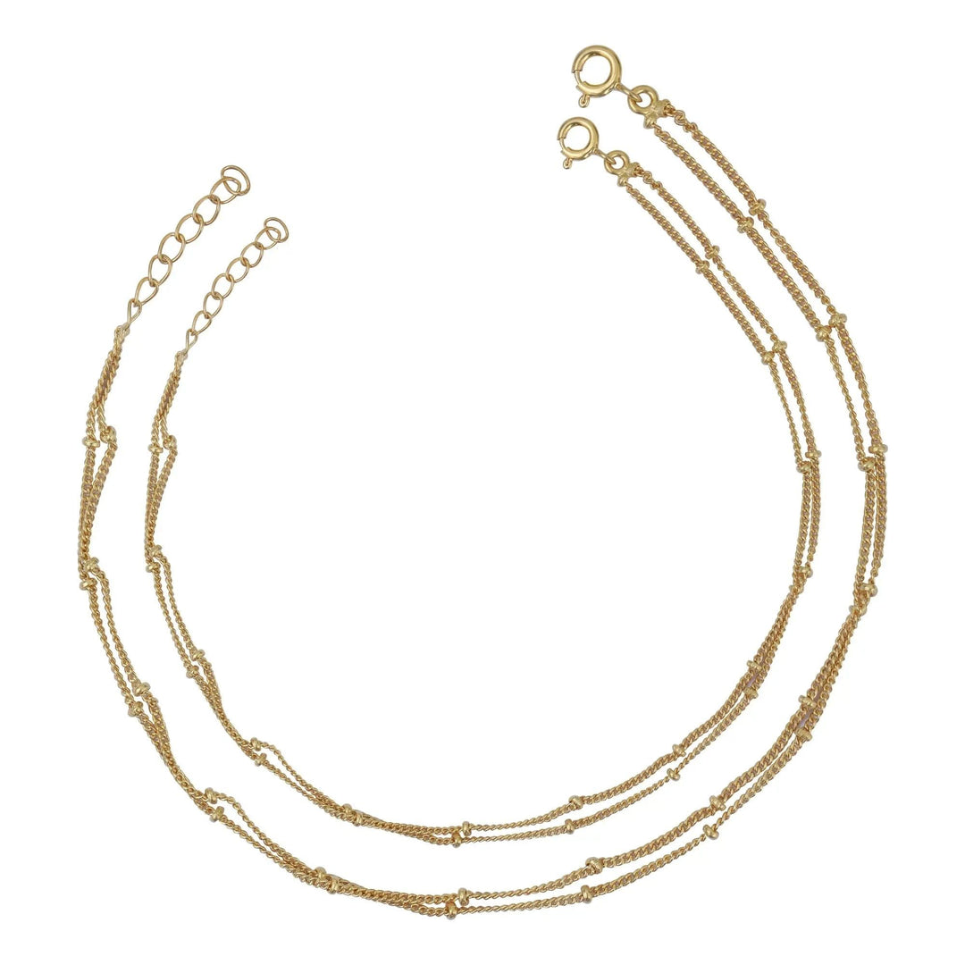 925 Sterling Silver Two Line Chain Anklet