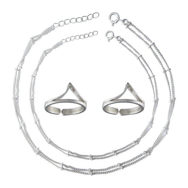 Two Line Chain Silver 92.5 Anklet