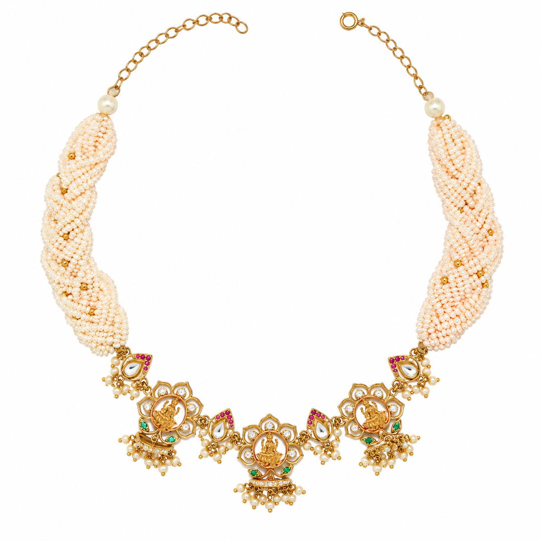 Silver 925 Dhan Lakshmi Heirloom Pearl Necklace