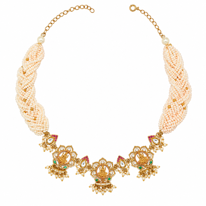 Silver 925 Dhan Lakshmi Heirloom Pearl Necklace