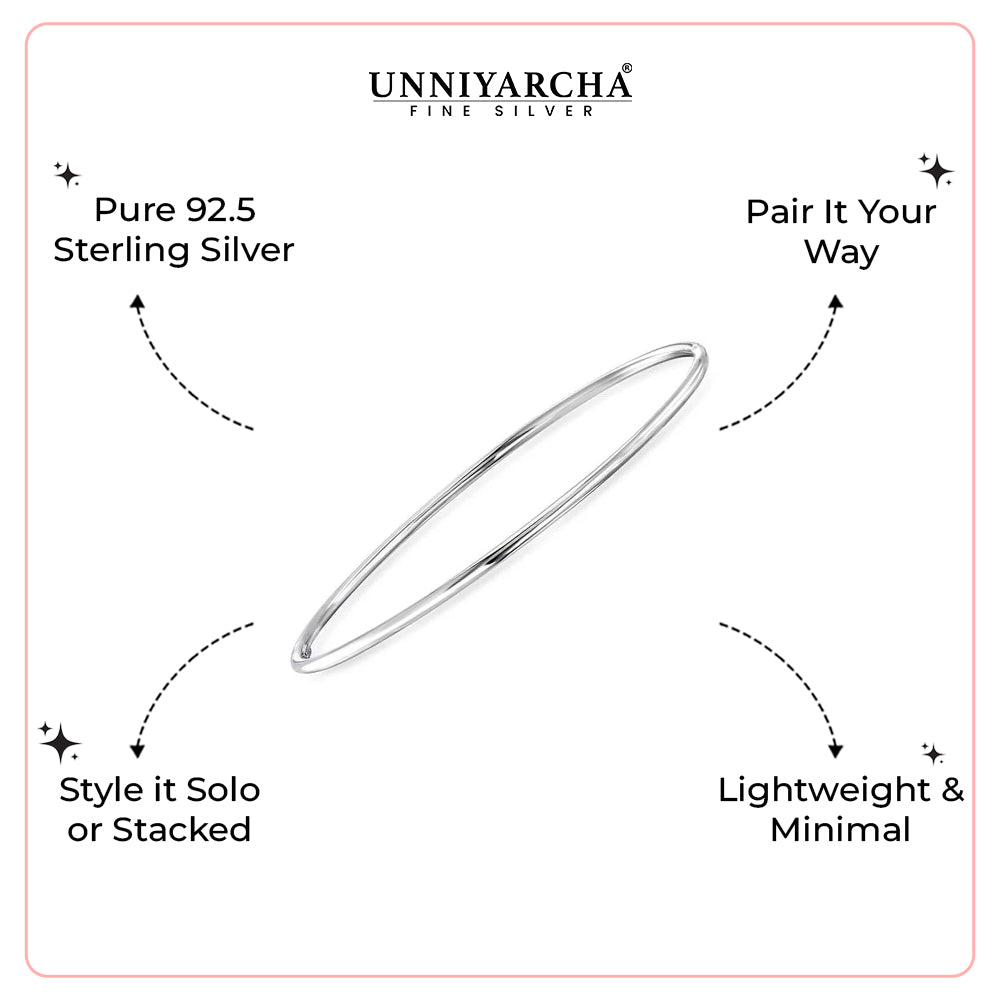 Minimal Plain Silver 92.5 Bangle(Single)