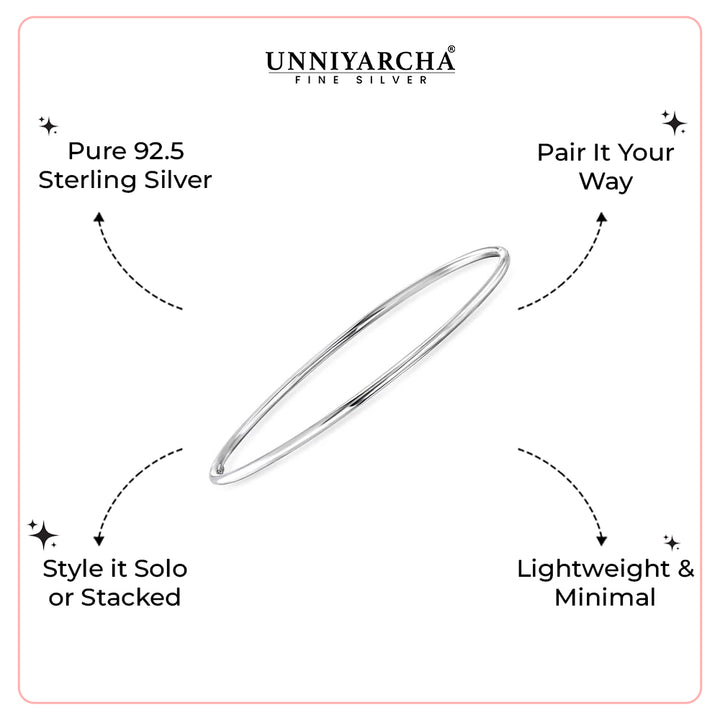 Minimal Plain Silver 92.5 Bangle(Single)