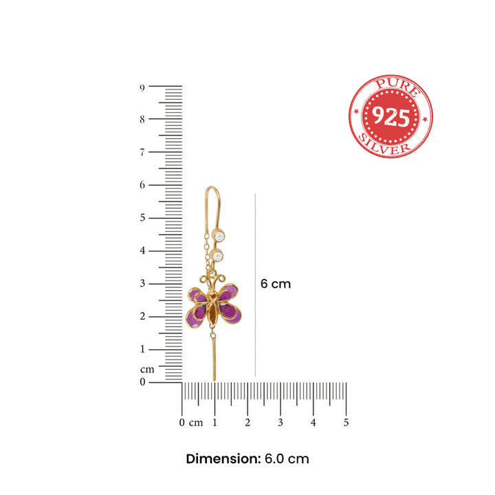 925 Sterling Silver Butterfly Sui Dhaga Earrings