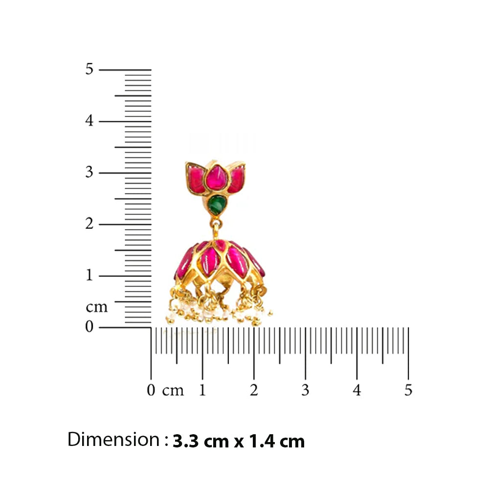 92.5 Sterling Silver Lotus kundan jhumka