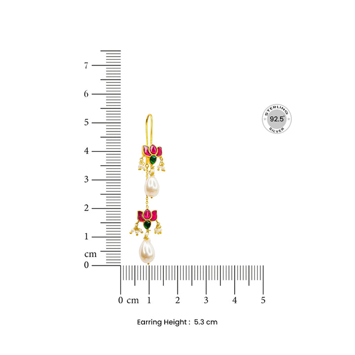 925 Sterling Silver Double Lotus Kundan Sui Dhaga Earring