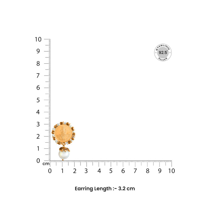 Silver Lakshmi Gold Plated Coin Earring