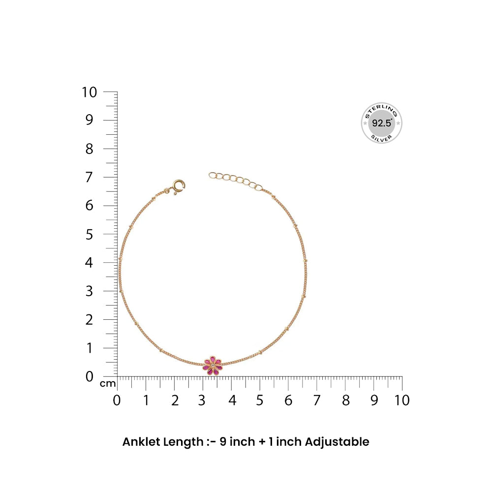 92.5 Sterling Silver Flower Anklet
