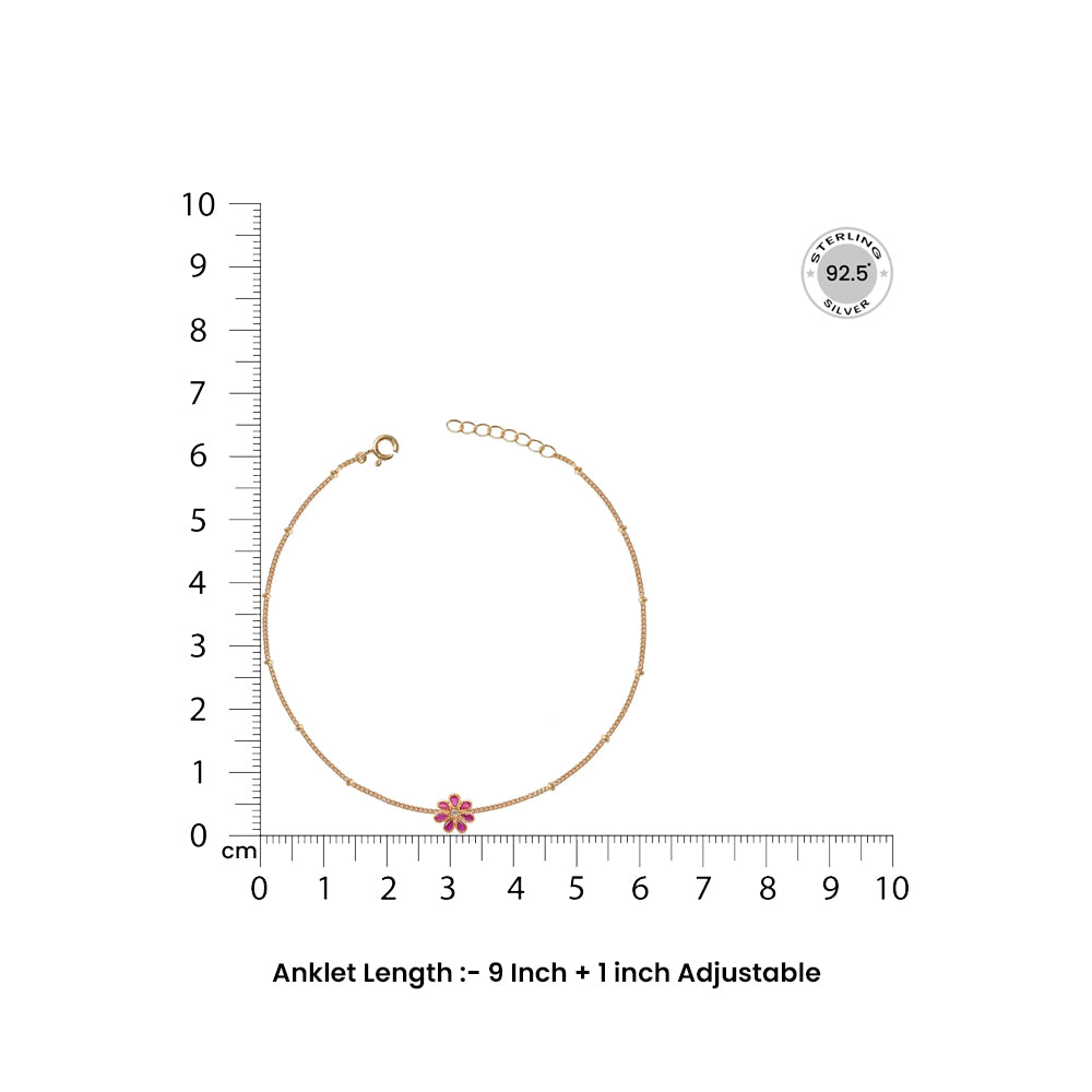 Single Silver 92.5 Flower Anklet