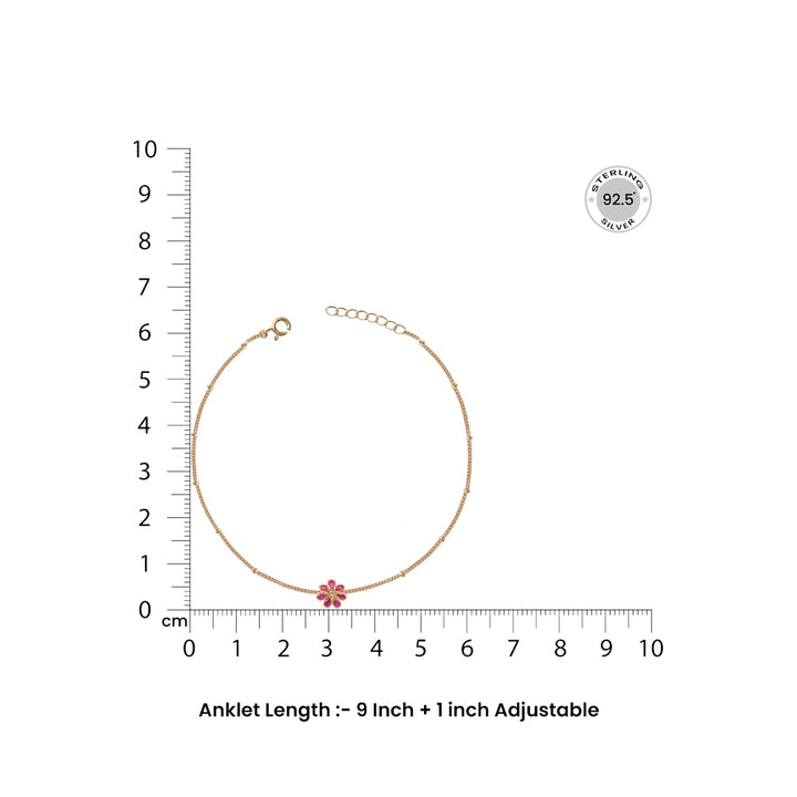 Single Silver 92.5 Flower Anklet