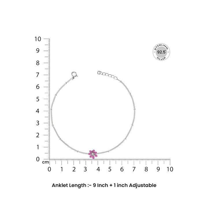 Single Silver 92.5 Flower Anklet