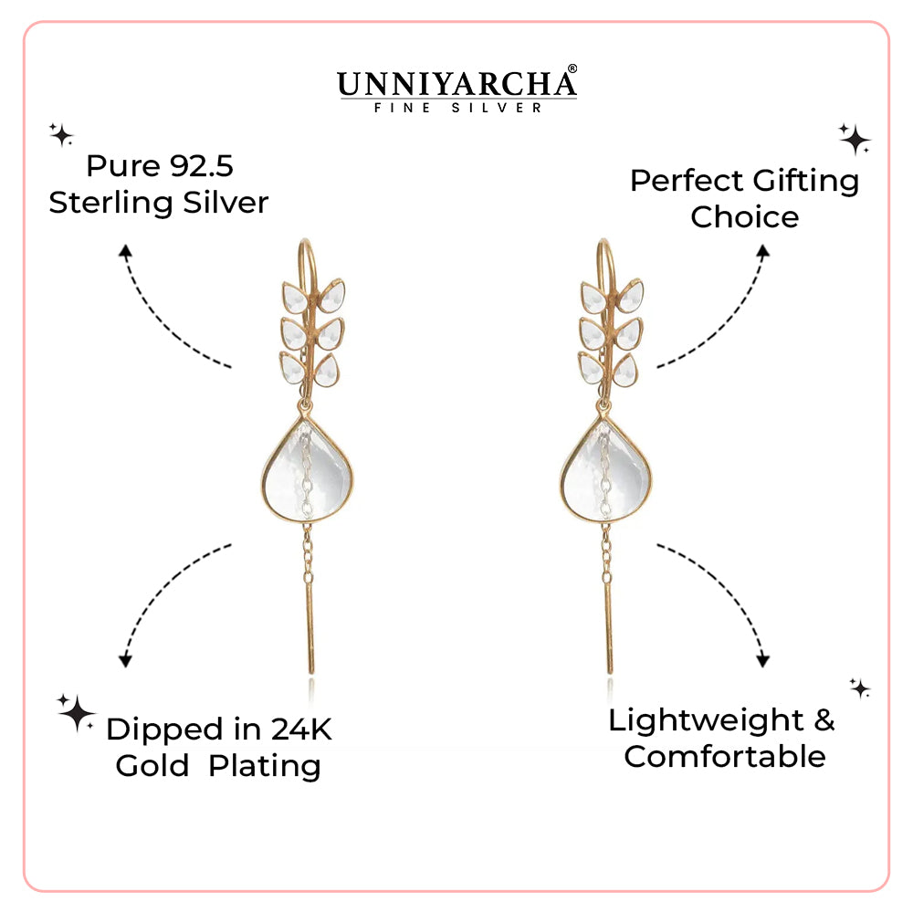 92.5 Sterling Silver Polki Sui Dhaga Earring