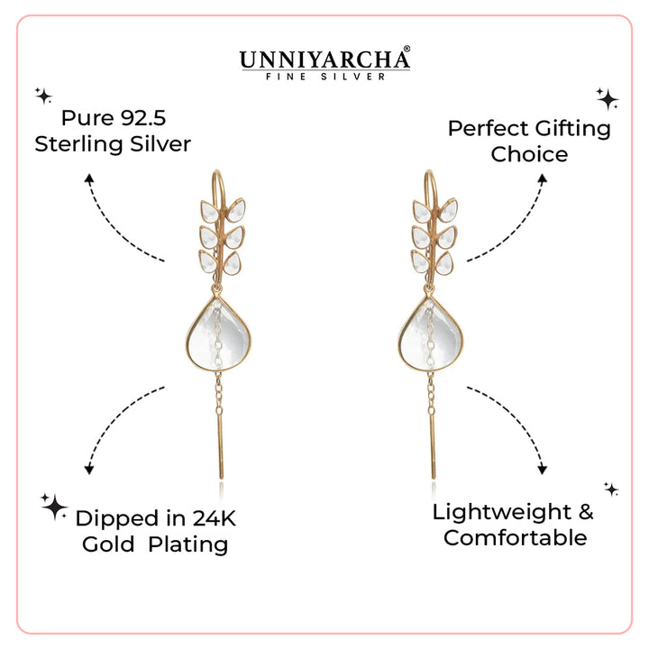 92.5 Sterling Silver Polki Sui Dhaga Earring