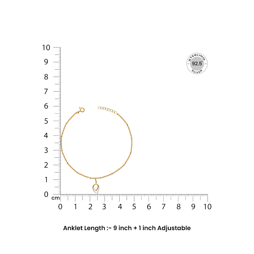 Gold Plated Silver 92.5 Aam Ras White Stone Anklet