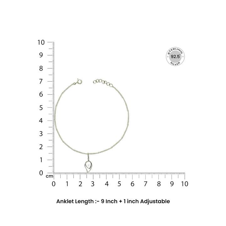 Single Silver 92.5 Aam Ras White Stone Anklet