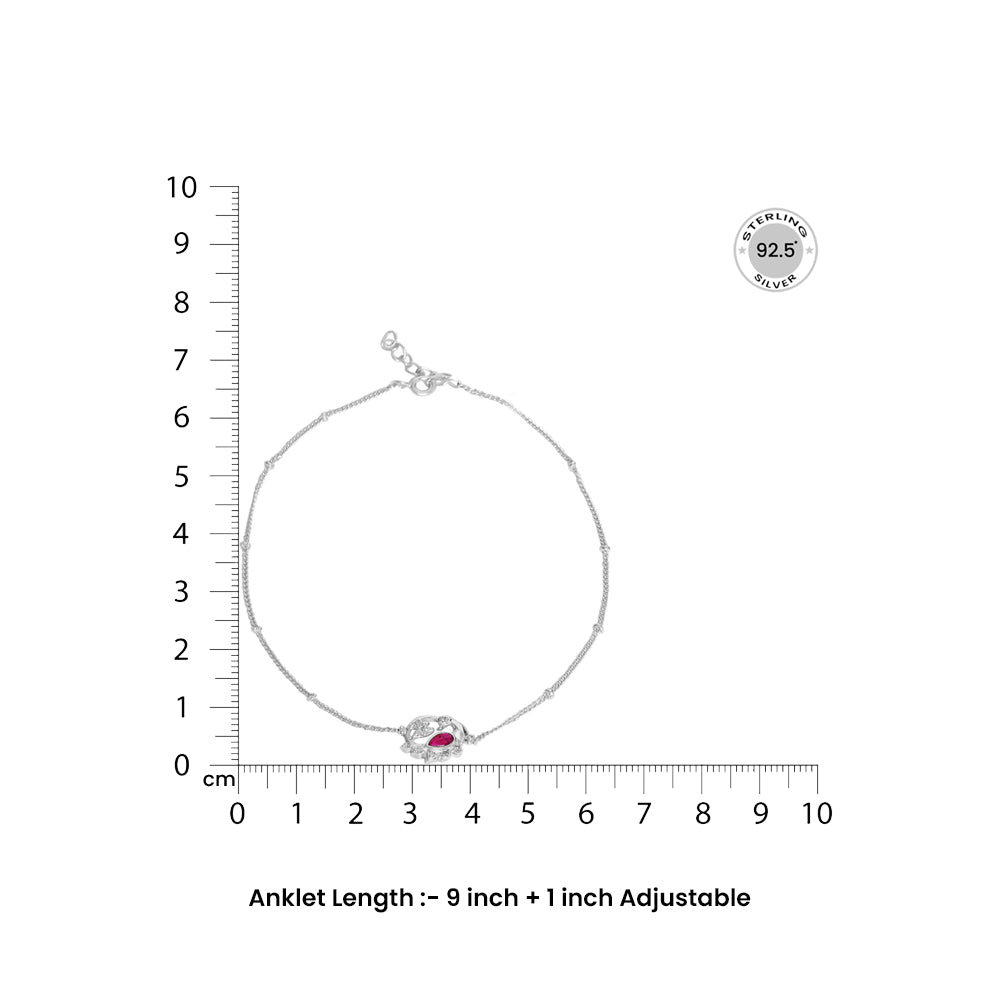 92.5 Sterling Silver Swan Anklet