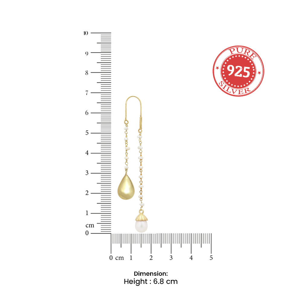 Silver Pearl and Gold Drop Earrings