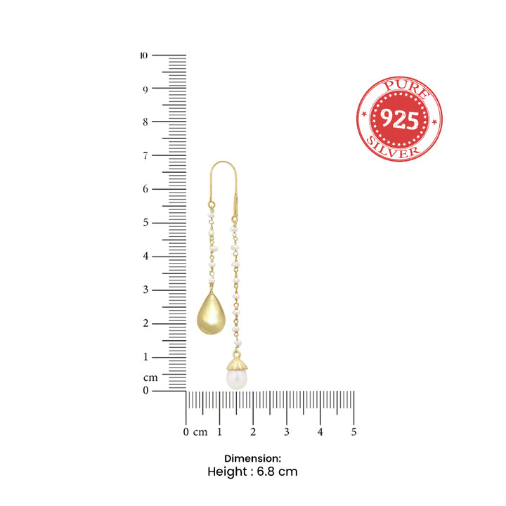 Silver Pearl and Gold Drop Earrings