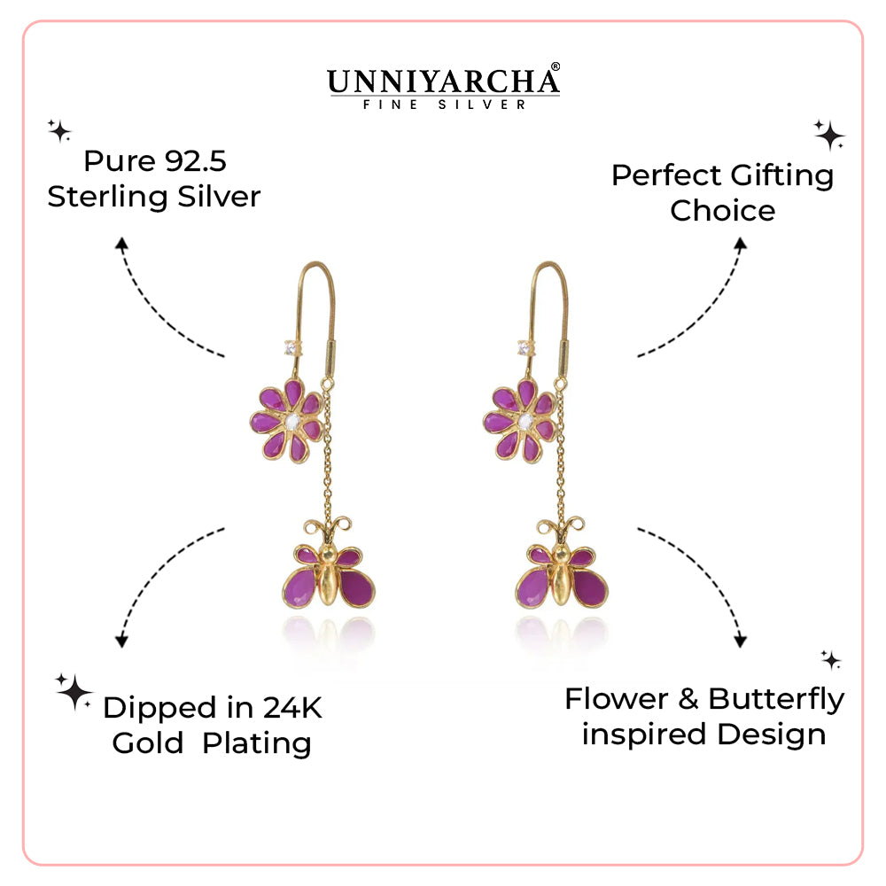 92.5 Sterling Silver Flower Butterfly Sui Dhaga