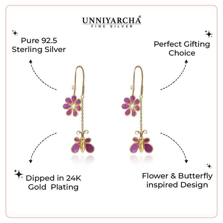 92.5 Sterling Silver Flower Butterfly Sui Dhaga