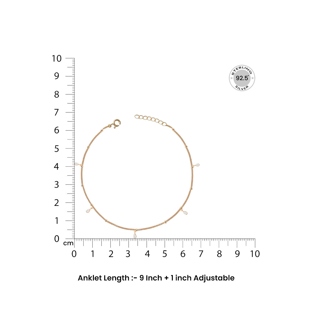 Single Petals Motif Silver 92.5 Anklet