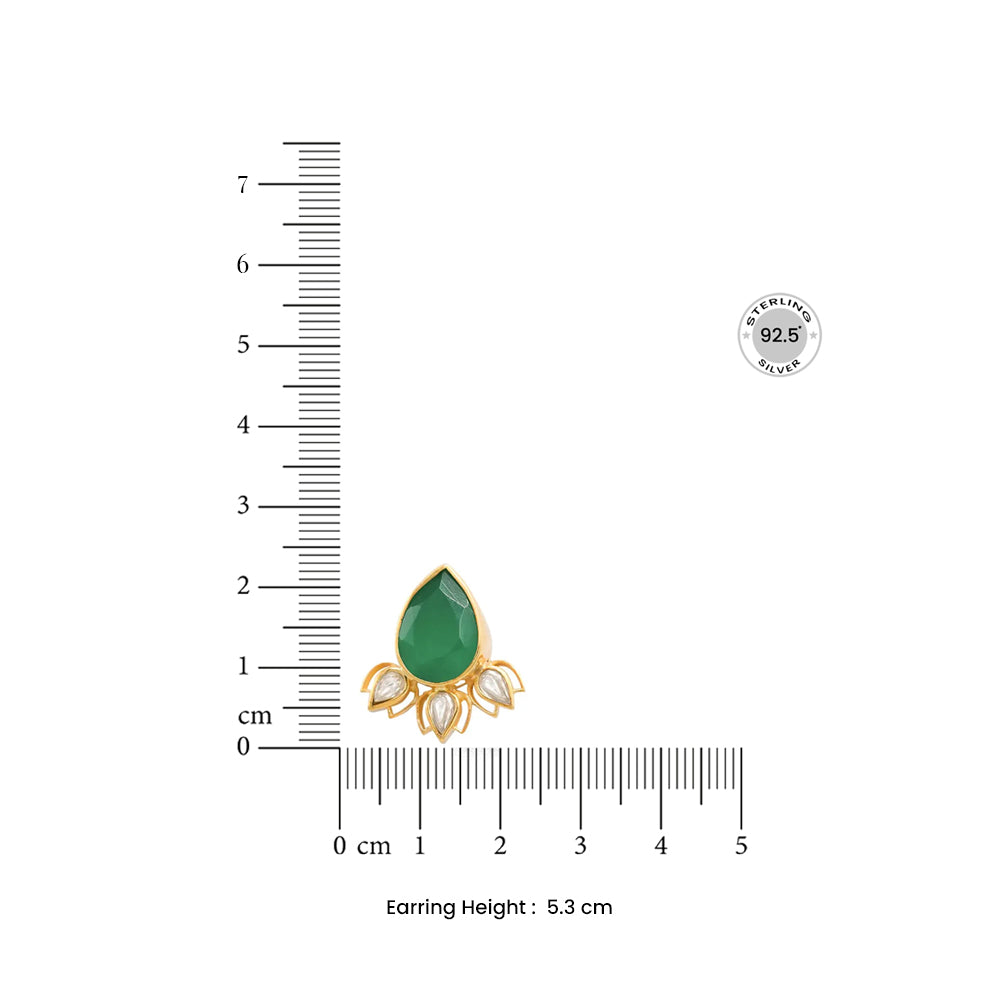 SITAYAN Silver Green Lotus Studs