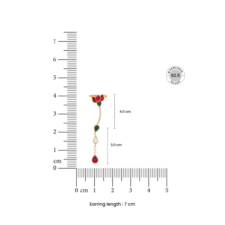 92.5 Sterling Silver Kundan Small Lotus EarCuff