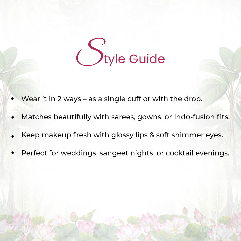 92.5 Sterling Silver Kundan Small Lotus EarCuff