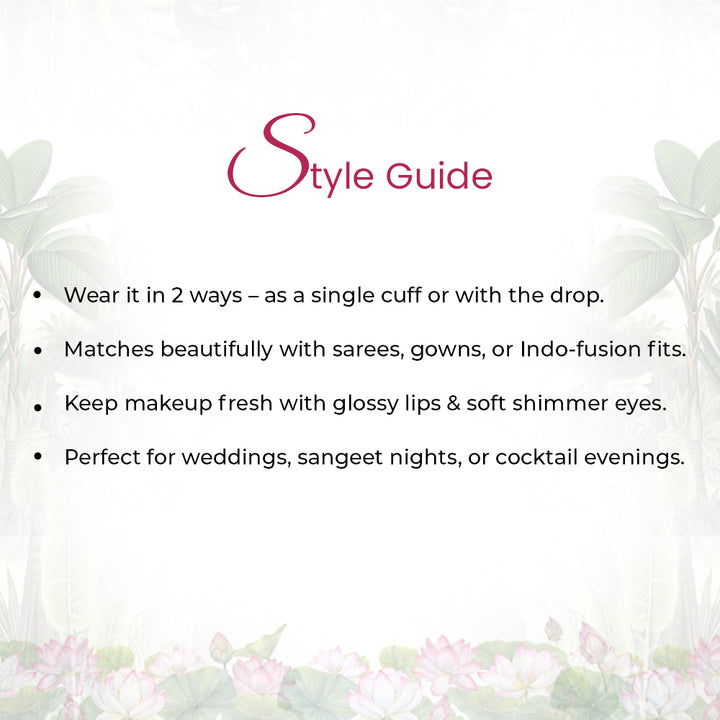 92.5 Sterling Silver Kundan Small Lotus EarCuff