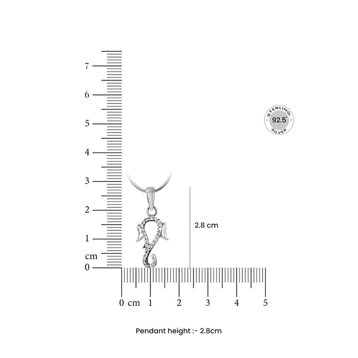 Silver Lord Ganesha Zircon Pendant and Chain