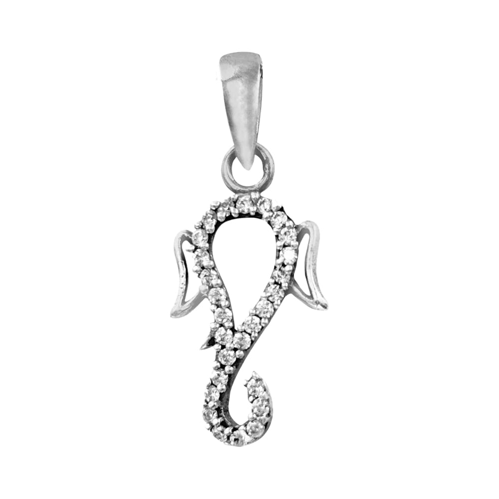 Silver Lord Ganesha Zircon Pendant and Chain