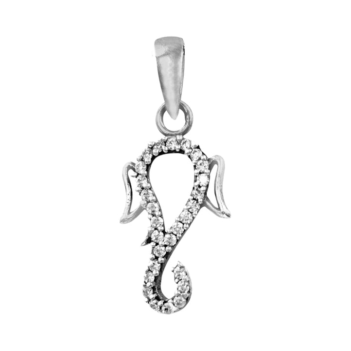 Silver Lord Ganesha Zircon Pendant and Chain